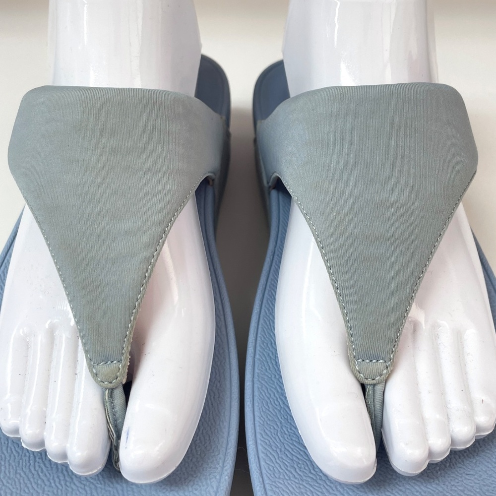 FitFlop Lulu Pale Blue Toe Post Wedge Sandal Size 9 - Picture 5 of 10